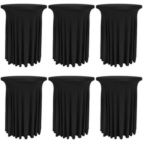 Fivenl round table skirt 32x43 black package ready for setup, ideal for quick party prep.