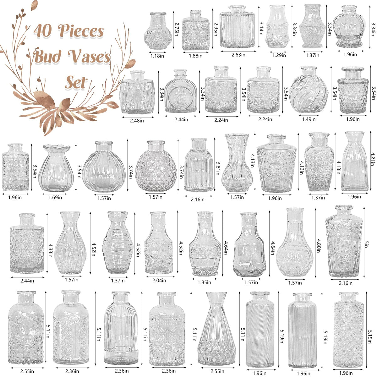 Fivenl thick-base glass bud vase provides stability for secure table displays.