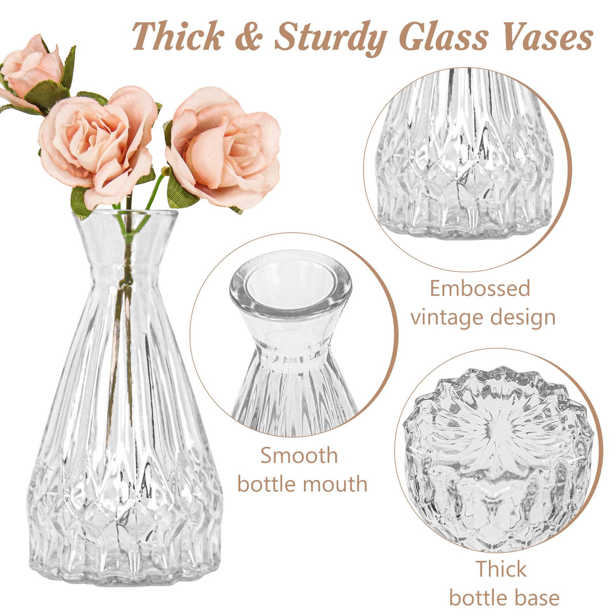 Fivenl varied-shapes bud vases showcase diverse silhouettes for versatile decor.