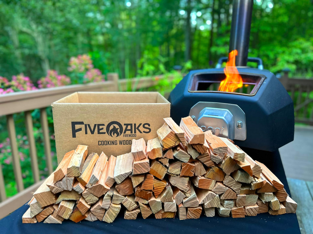 FiveOaks cherry wood compact pack ideal for portable pizza ovens.