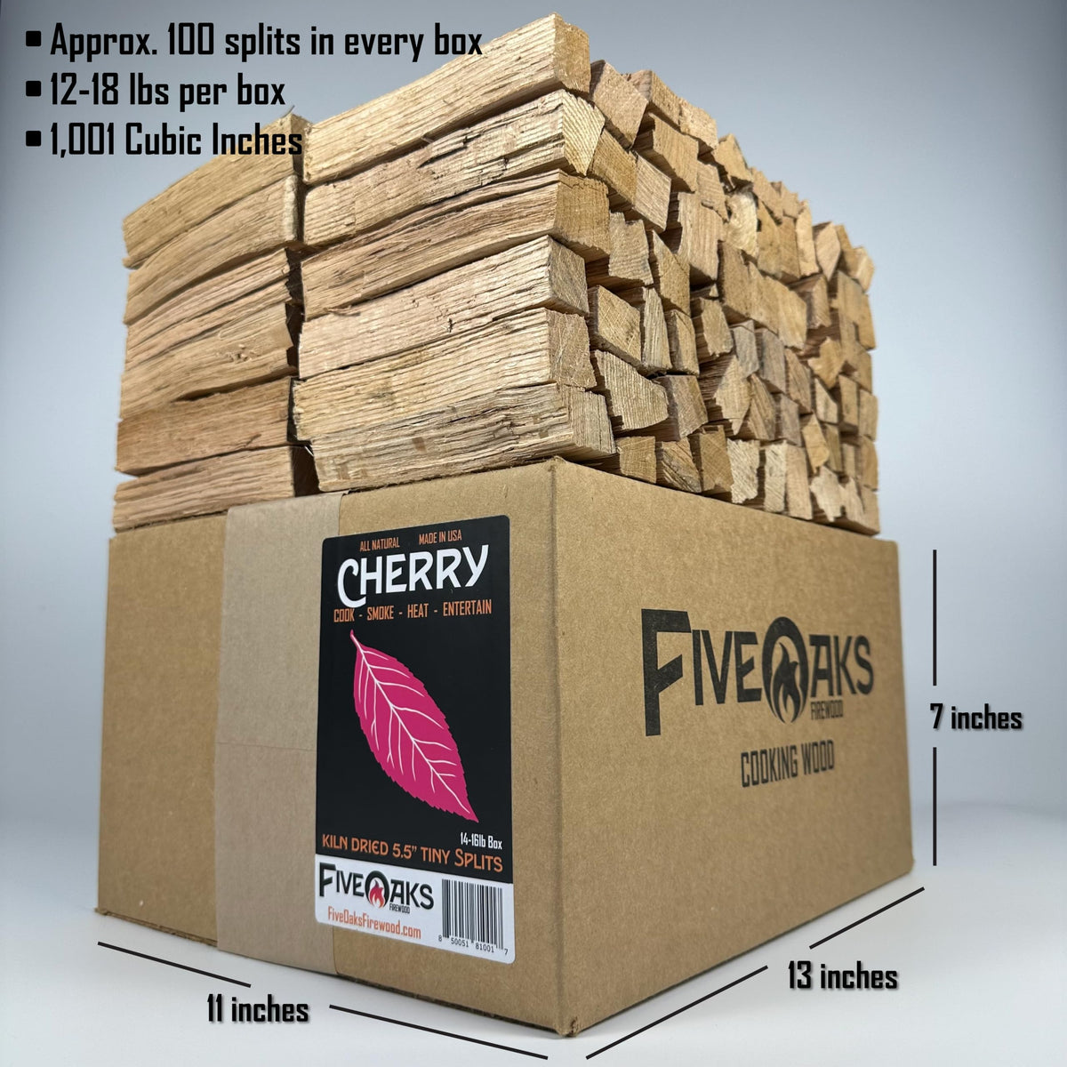 FiveOaks kiln dried cherry wood box full for consistent pizza nights.