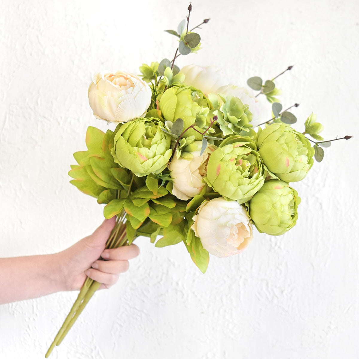 FiveSeasonStuff artificial peony bouquet silk stems are bendable for versatile vase styling.