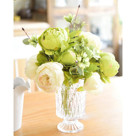 FiveSeasonStuff artificial peony bouquet with hydrangea accents adds delicate color and dimension.