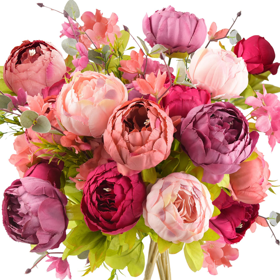 FiveSeasonStuff vintage silk peonies bouquet with lush petals for timeless wedding centerpiece