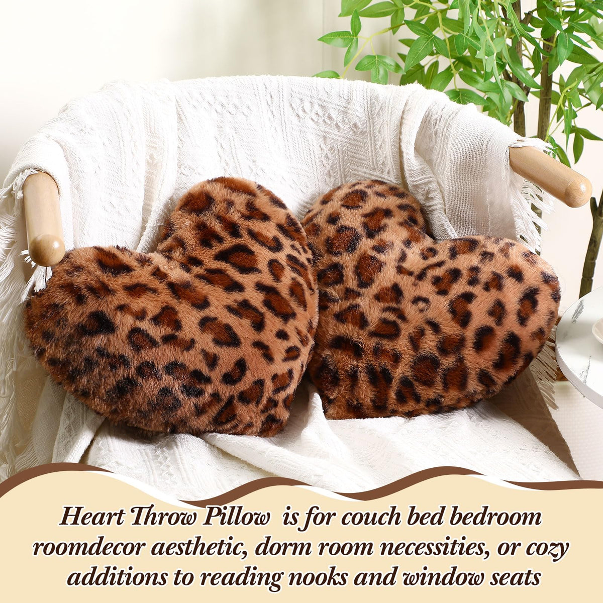 Fiwochic leopard heart pillow displayed in car interior for stylish travel comfort