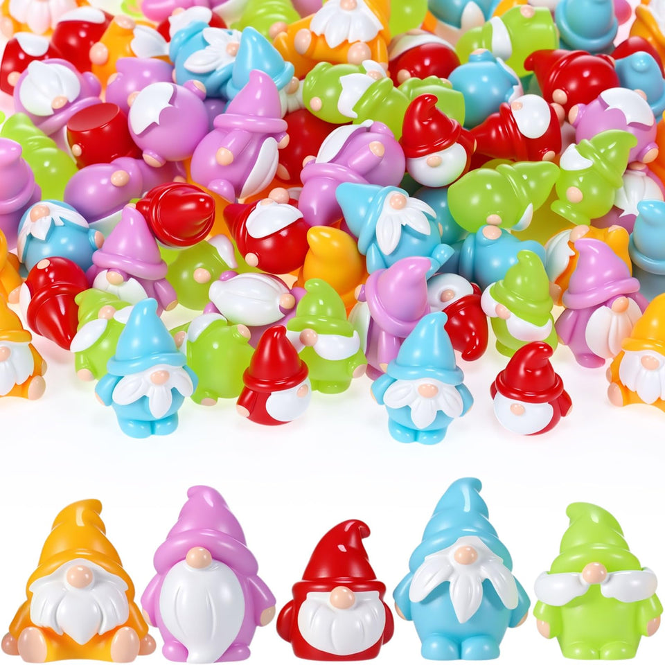 Fiwochic mini gnomes red pack for vibrant garden and shelf displays.