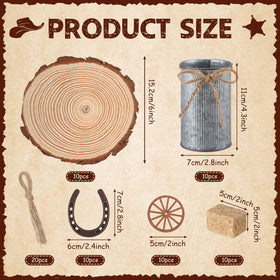 Fiwochic wagon wheels add charming Western centerpieces for themes.
