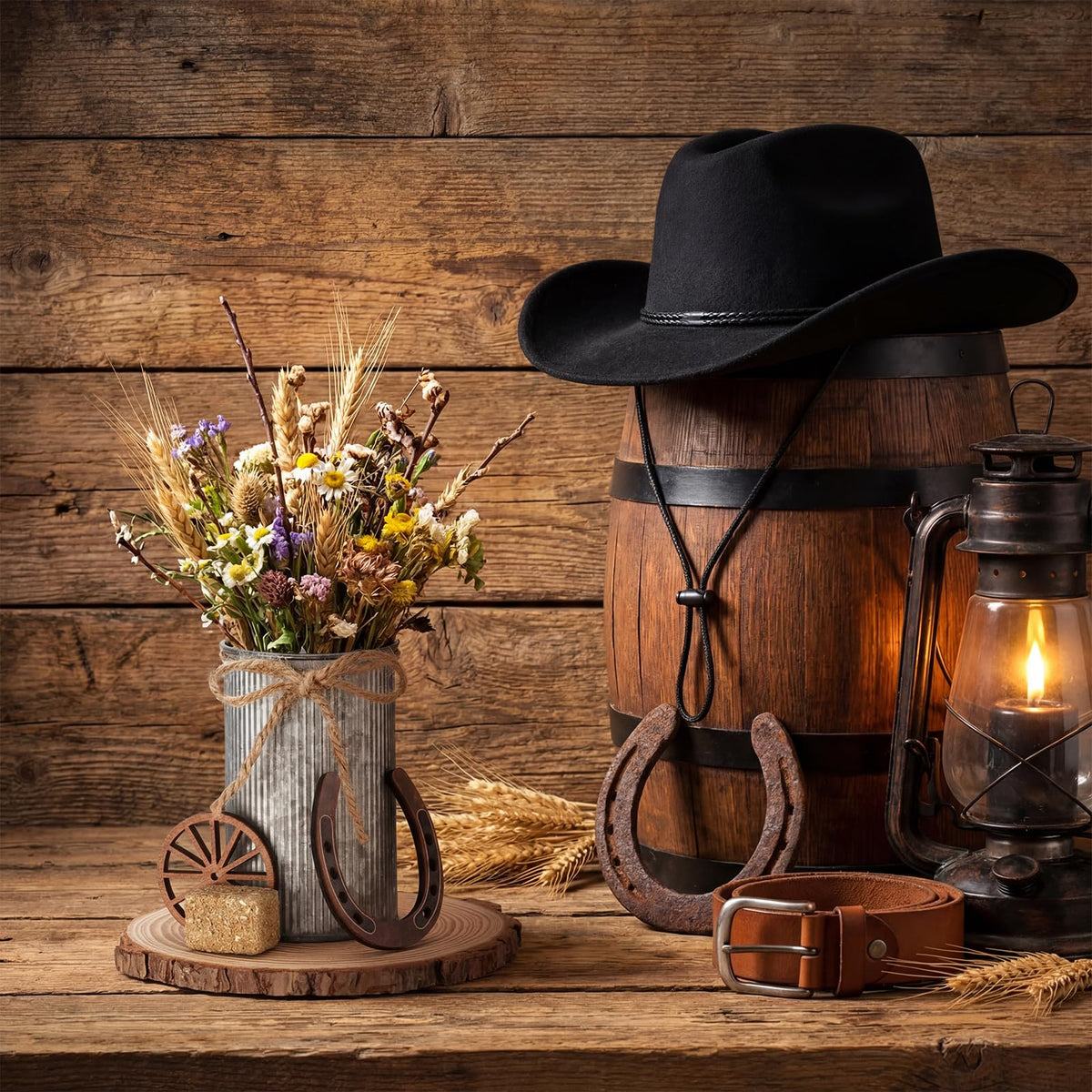 Fiwochic wooden plates offer decorative place settings for Western events.
