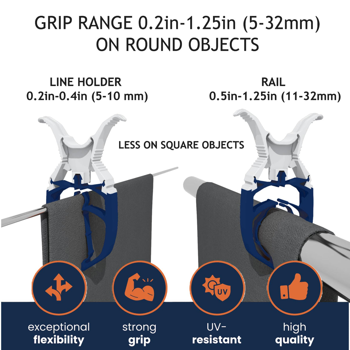 FIXCLIP Navy Blue 6-pack ideal for boat accessories on rails