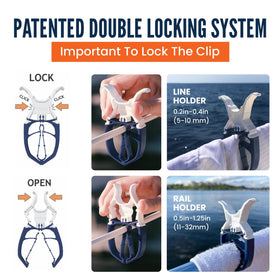 FIXCLIP Navy Blue 6-pack towel-secure clips on balcony rails