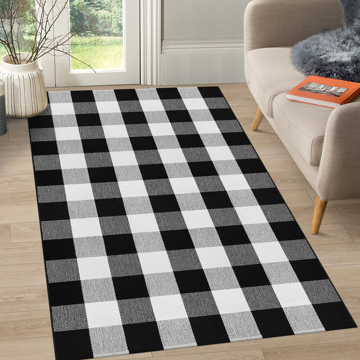Fixseed buffalo plaid bathroom rug offers soft cotton comfort