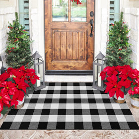 Fixseed buffalo plaid front door rug enhances entryway style and durability