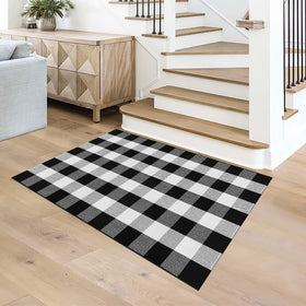 Fixseed buffalo plaid kitchen rug provides washable practicality