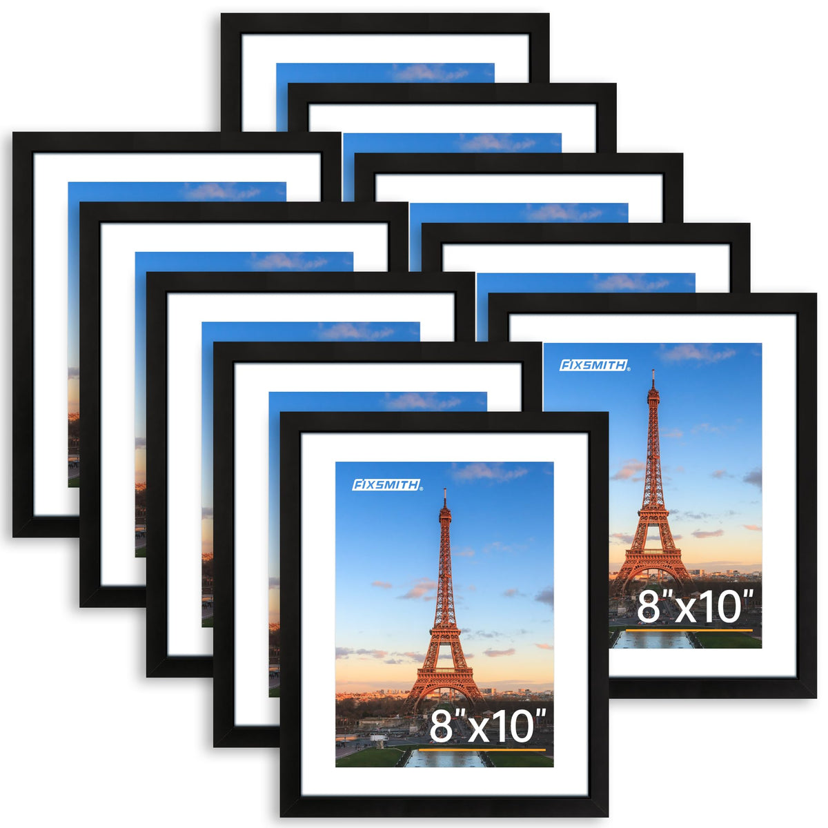 FIXSMITH 8x10 frame bulk with HD plexiglass for table or wall display.