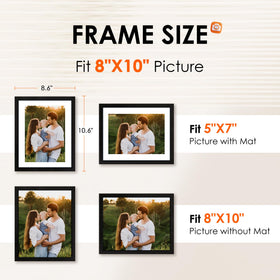 FIXSMITH 8x10 frame bulk allows 5x7 photos with mat for layered displays.