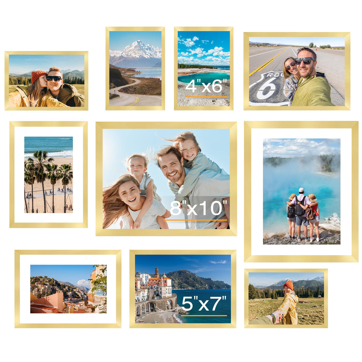 FIXSMITH gold 8x10 frame for wall gallery displays.