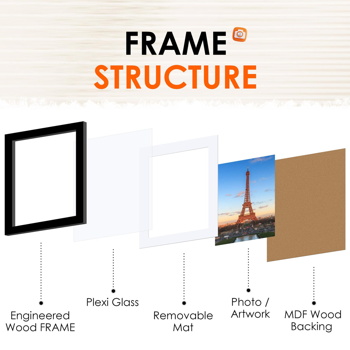 FIXSMITH black wall gallery frames create a sleek home display.