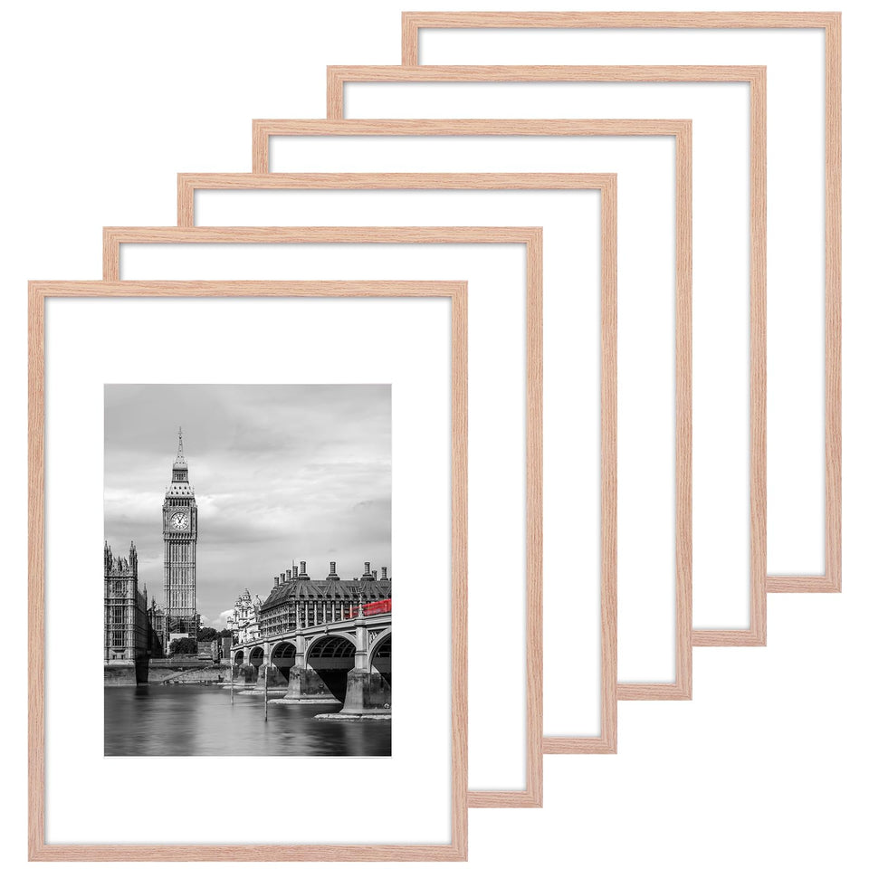 Fixwal 12x16 poster frame set with natural finish and mat for elegant wall decor