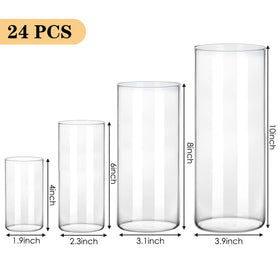 Fixwal 6-inch clear glass cylinder vase for elegant table accents and floral displays.
