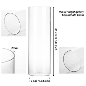 Fixwal 2-pack clear tall vase, base close-up showing sturdy construction.