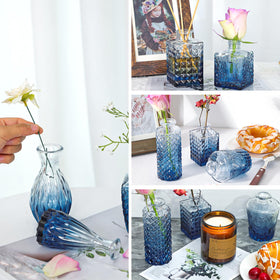 Fixwal blue vase with round mouth suits small blooms and simple displays