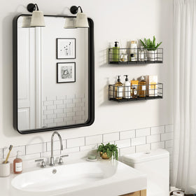 Fixwal 4-set floating shelves living room display ideal for decor and small plants.