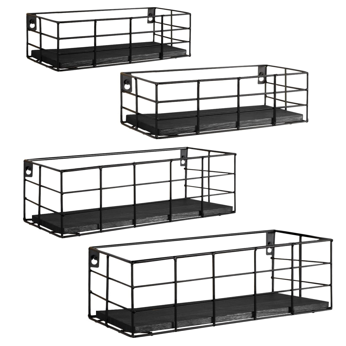 Fixwal 4-set floating shelves packaging view shows hardware for quick setup and organized wall storage.