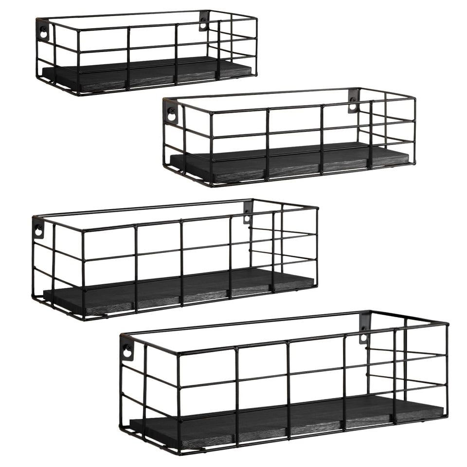 Fixwal 4-set floating shelves packaging view shows hardware for quick setup and organized wall storage.