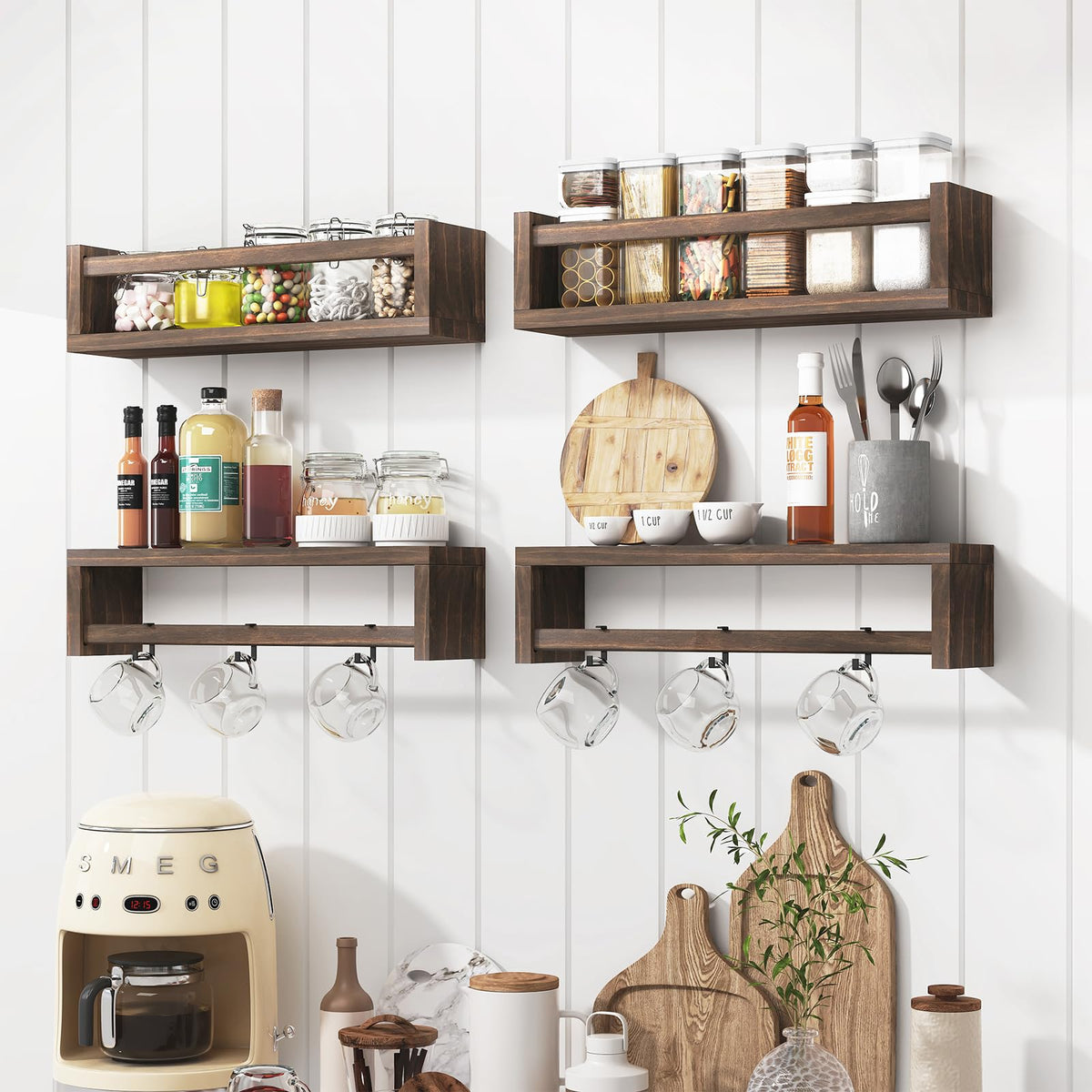 Four Fixwal shelves mounted on wall for organized living room or play area