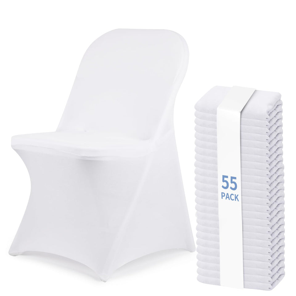 Fixwal white folding chair cover on chairs for upscale dining ambiance