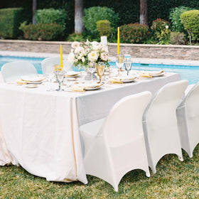 Fixwal chair cover stretched over chair showing secure, wrinkle-free fit