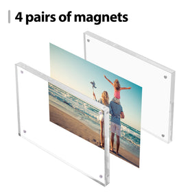 Six clear frames arranged on a tidy desk setup