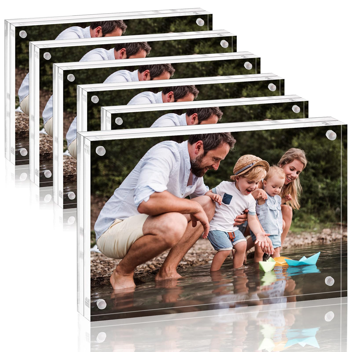 Fixwal 8x10 clear acrylic frame front-back display on desk