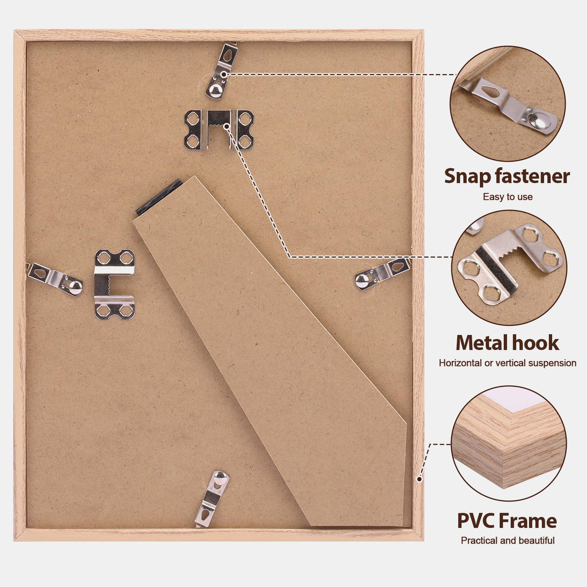 Fixwal frame with bonus non-marking nails for wall mounting.