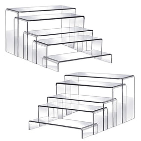 Fixwal acrylic risers in a collection display setup for a crystal-clear storefront look