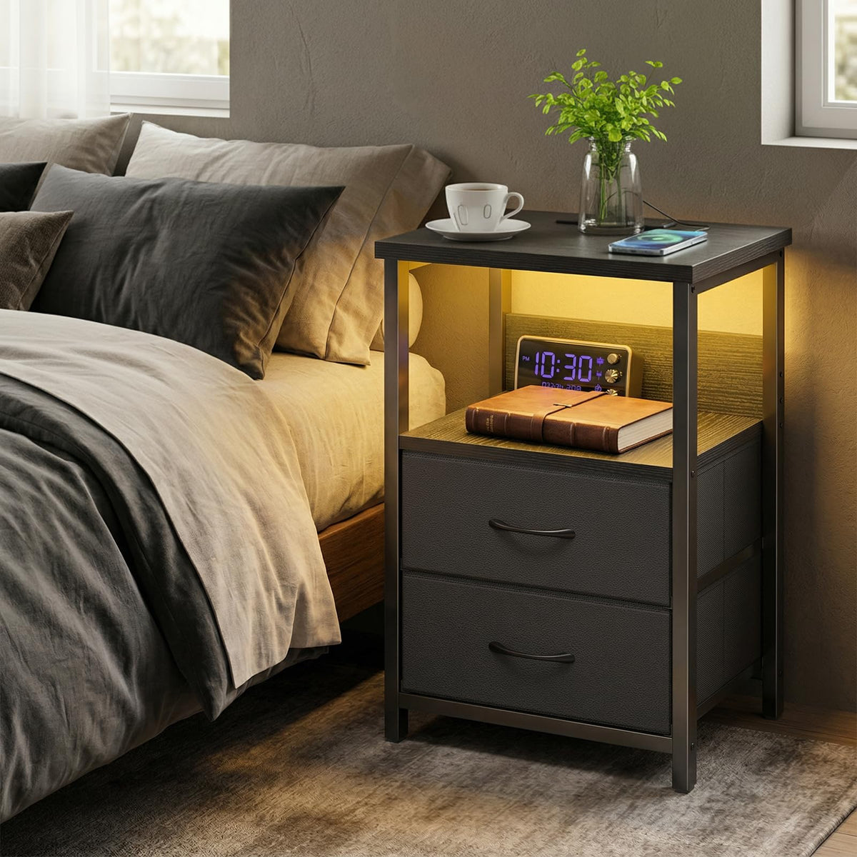 Fixwal bedside table dimensions 23.6 inches tall suit bedroom layouts.