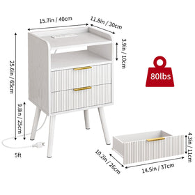 Fixwal bedside table with two wood drawers for organized essentials