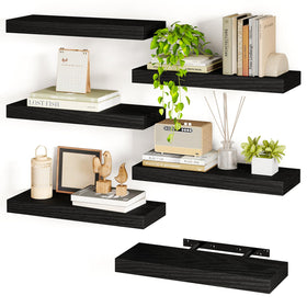 Fixwal black shelves set6 wall-mount for versatile storage and stylish display.