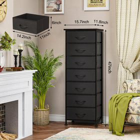 Fixwal tall dresser close-up shows breathable fabric drawers for organized clothing.