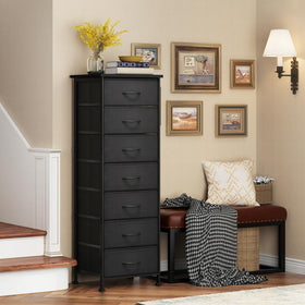 Fixwal black tall skinny dresser atop waterproof MDF top complements modern decor.