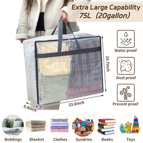 Fixwal blanket storage bag in clear design for bed linens