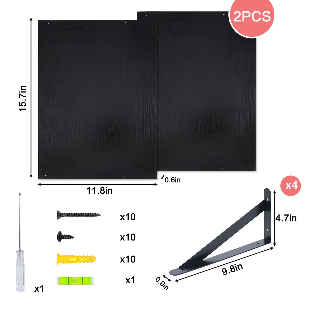 Fixwal deep floating shelves in black finish for bold room accents.