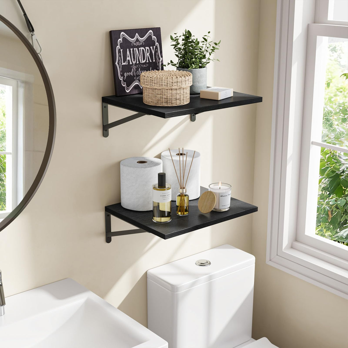 Fixwal shelves ideal for kitchen, bathroom, and laundry organization.