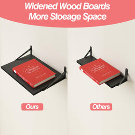 Fixwal deep floating shelves provide large display space in living areas.