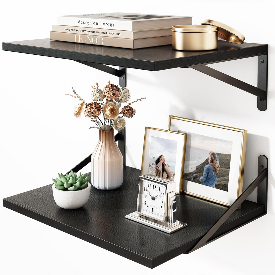 Fixwal deep floating shelves wall-mount top brackets for versatile display and storage.