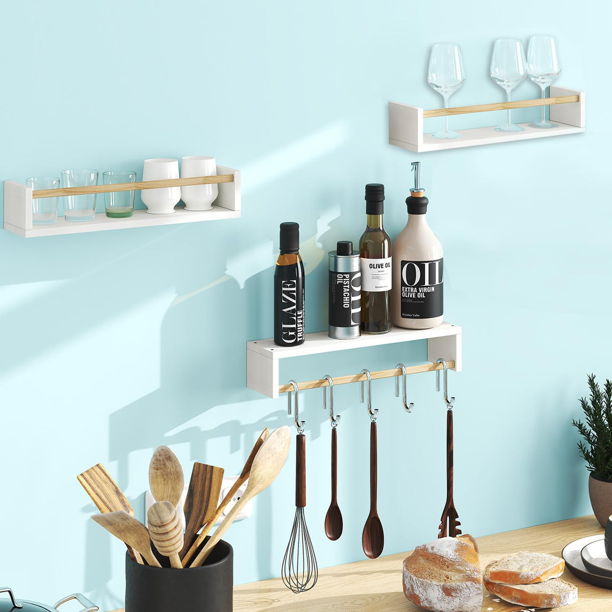 Fixwal easy-install wall shelves hold up to 20 lbs for books and toys