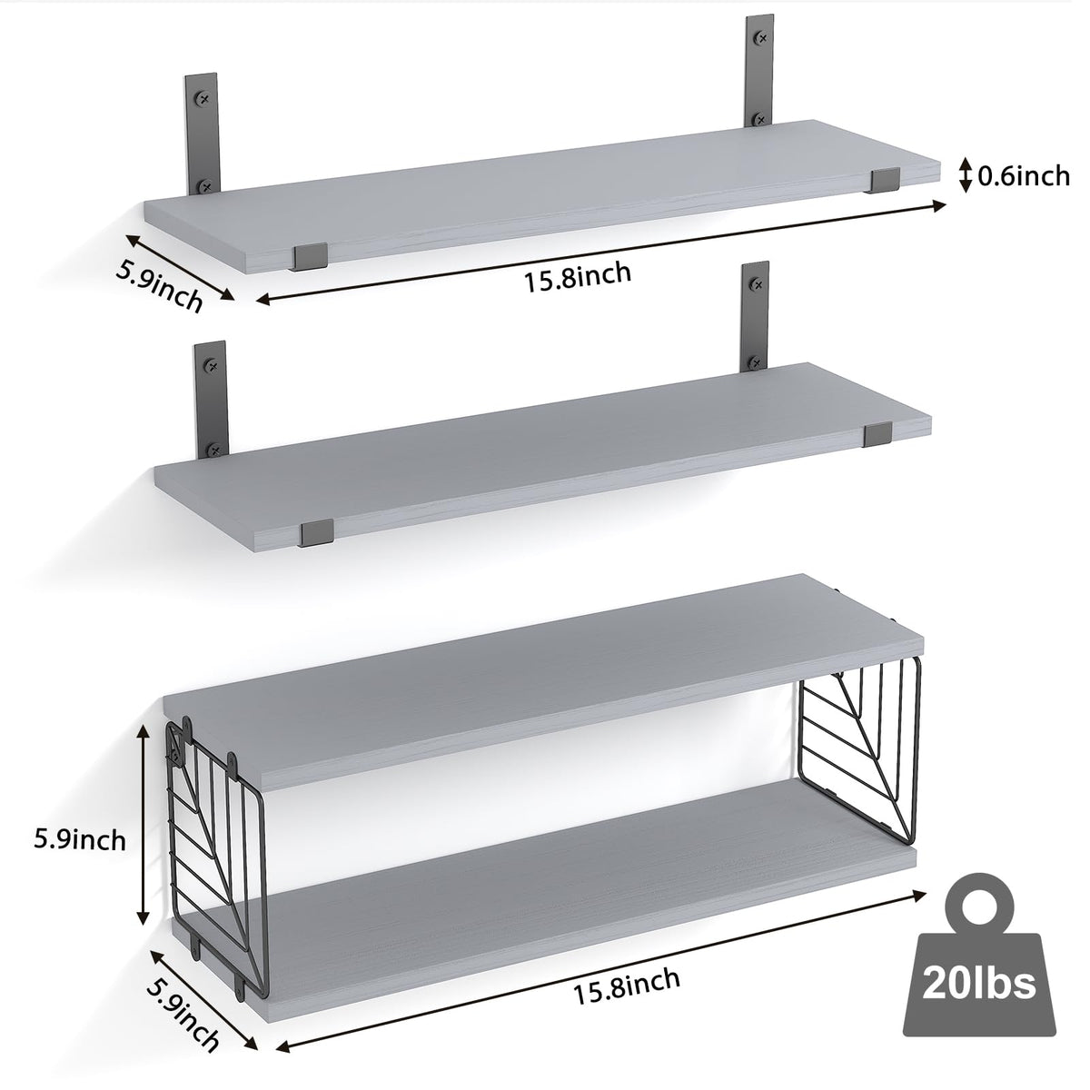 Fixwal farmhouse wall shelves in gray wood add warm decor and practical display space