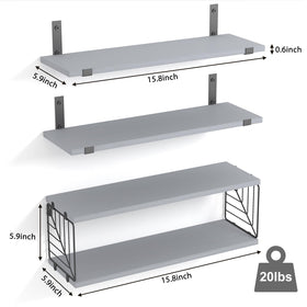 Fixwal farmhouse wall shelves in gray wood add warm decor and practical display space