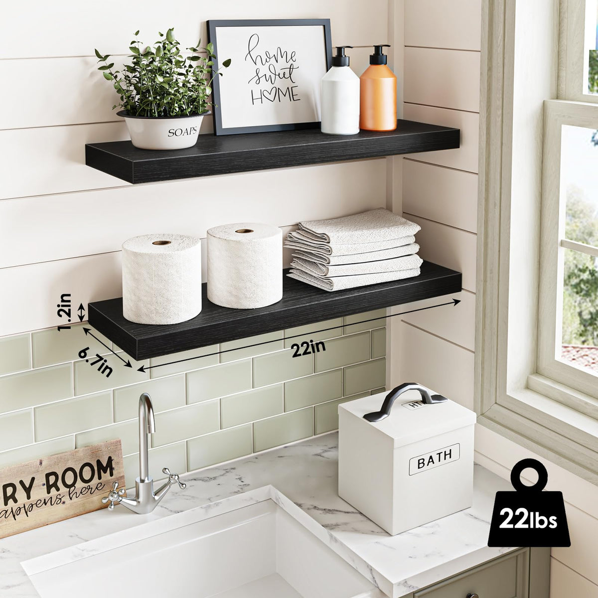 Fixwal pair of shelves displaying decor and essentials in living room