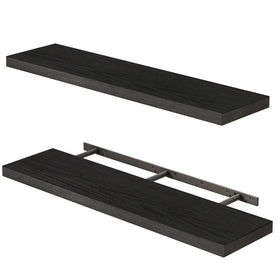 Fixwal floating shelves with black woodgrain finish for stylish storage